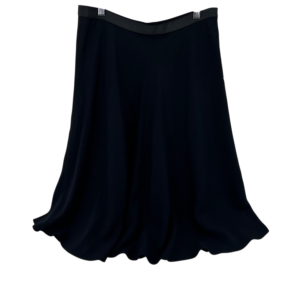 Banana Republic Womens Black A-Line Midi Skirt Grosgrain Waistband Size 8